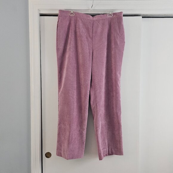 Alfred Dunner 18W Corduroy Pants Light Pink Rose Pull On Elastic Waist Pants - Picture 1 of 8
